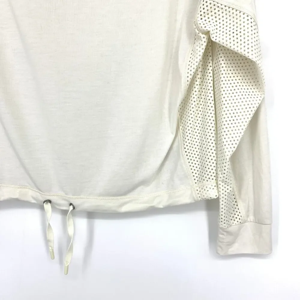 Calme By Johnny Was Top Womens Size Small Cream Scoop Neck Cinched Waist Hem